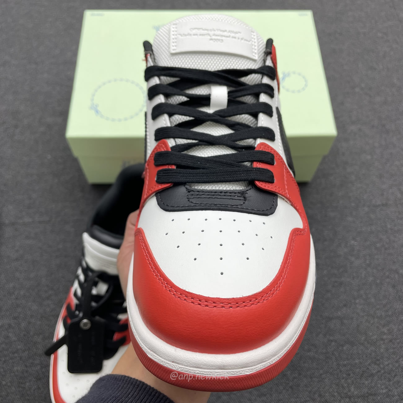 Off White Out Of Office Ooo Low Tops Black White Red Omia189s22lea0012510 (12) - newkick.cc