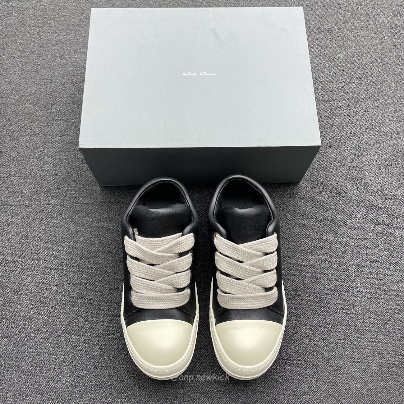 Rick Owens Jumbo Lace Padded Sneaks Low Black Acid Milk Ru02c7893 (8) - newkick.cc