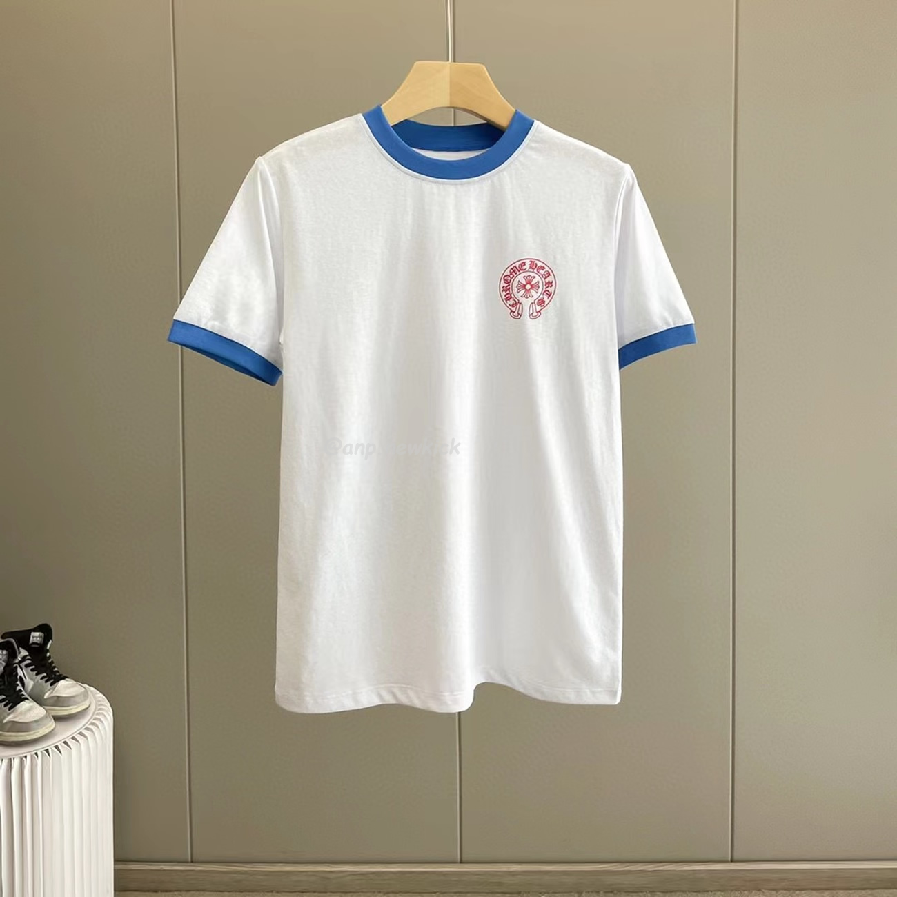 Chrome Hearts Horseshoe Logo Vintage White Short Sleeve Tee (4) - newkick.cc