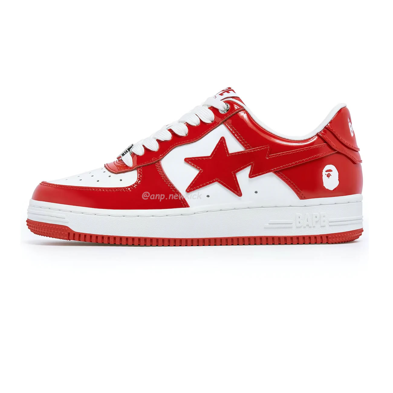 A Bathing Ape Bape Sta Patent Leather White Red 1i70 291 021 (0) - newkick.cc