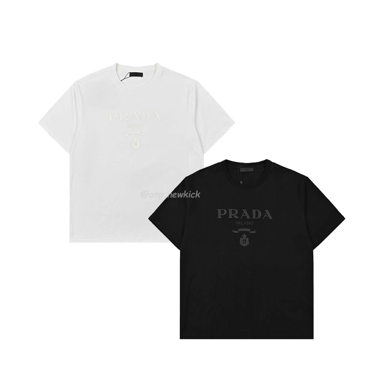 Prada Raised Logo Round Neck T Shirt (1) - newkick.cc