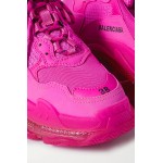 Balenciaga Triple S Pink Clear Sole Logo-Embroidered Foam & Mesh Sneakers