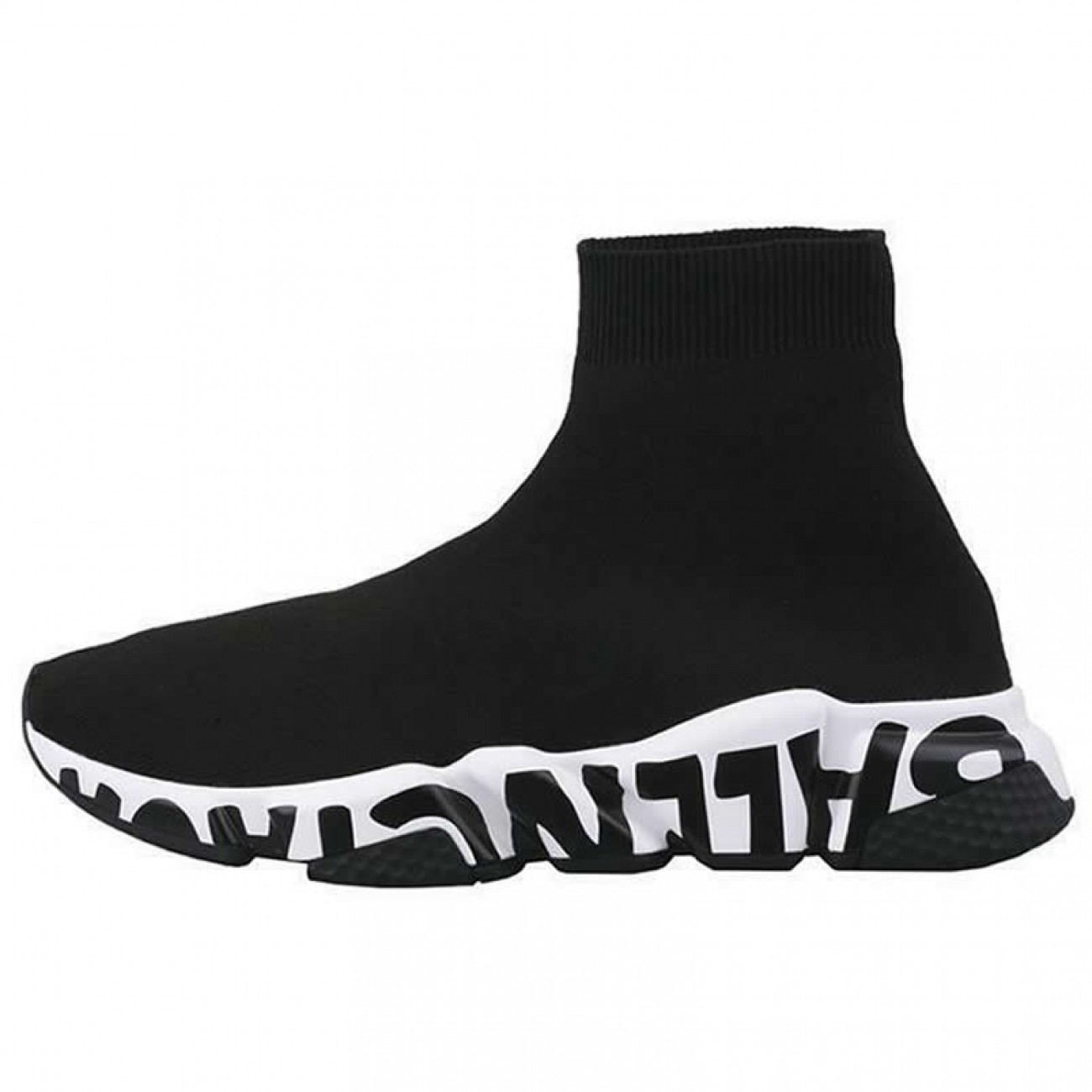 Balenciaga Shoes Like Socks High Top Speed Runners Black/White 605972W05GE1015