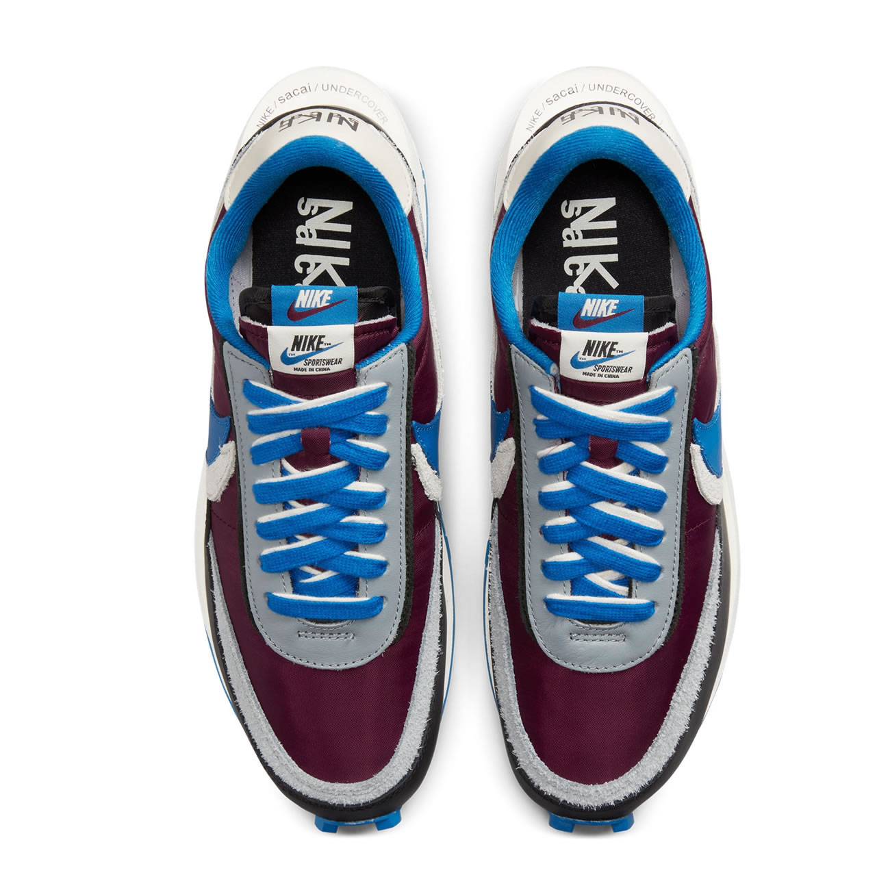 sacai x Undercover x Nike LDWaffle "Night Maroon Team Royal" DJ4877-600