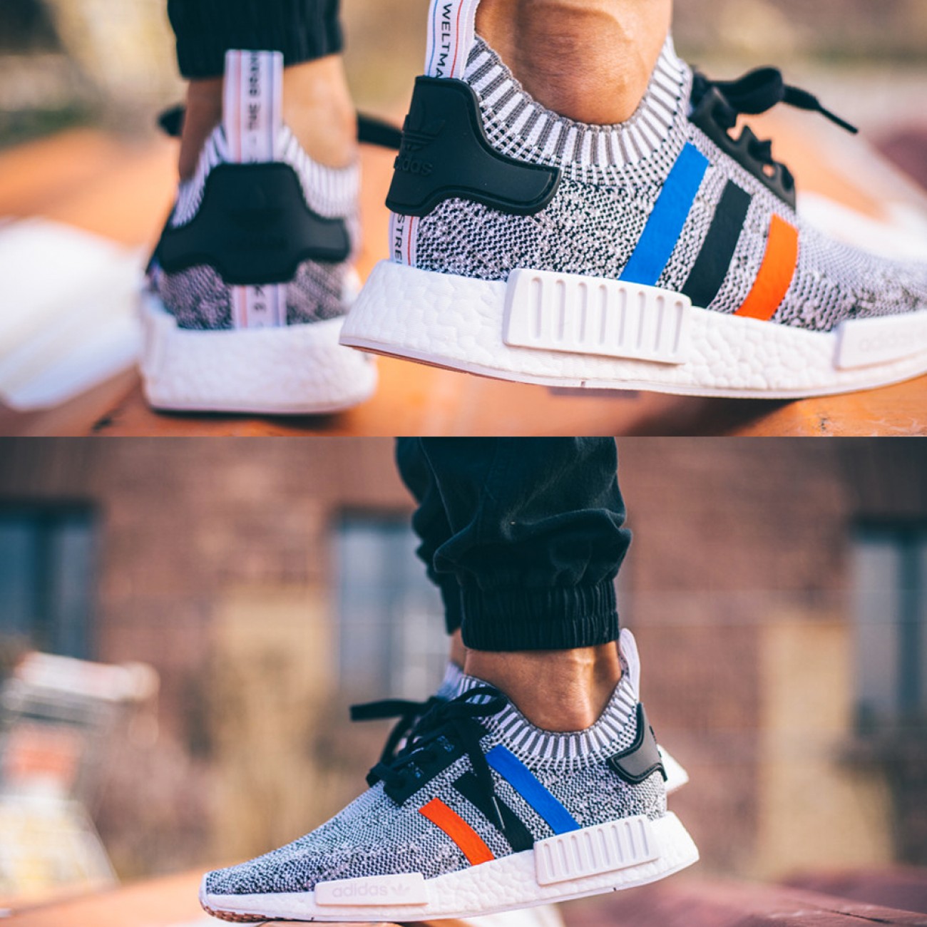 ADIDAS NMD R1 PRIMEKNIT TRICOLOR WHITE