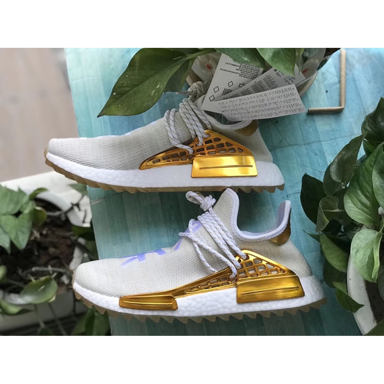 Pharrell Williams PW x Adidas Hu Holi NMD MC China Exclusive "Happy" Metallic Gold F99762