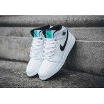 Air Jordan 1 Mid GS Womens "Hyper Jade" AJ1 Black/White/Green 554725-122