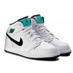 Air Jordan 1 Mid GS Womens "Hyper Jade" AJ1 Black/White/Green 554725-122