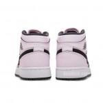 Air Jordan 1 Mid Pink Black White Womens GS Shoes 555112-601