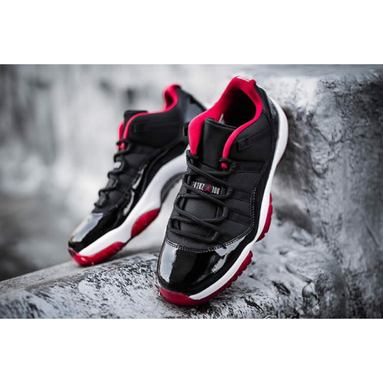 Air Jordan 11 Low "Bred" On Feet For Sale Black Red Price 528895-012