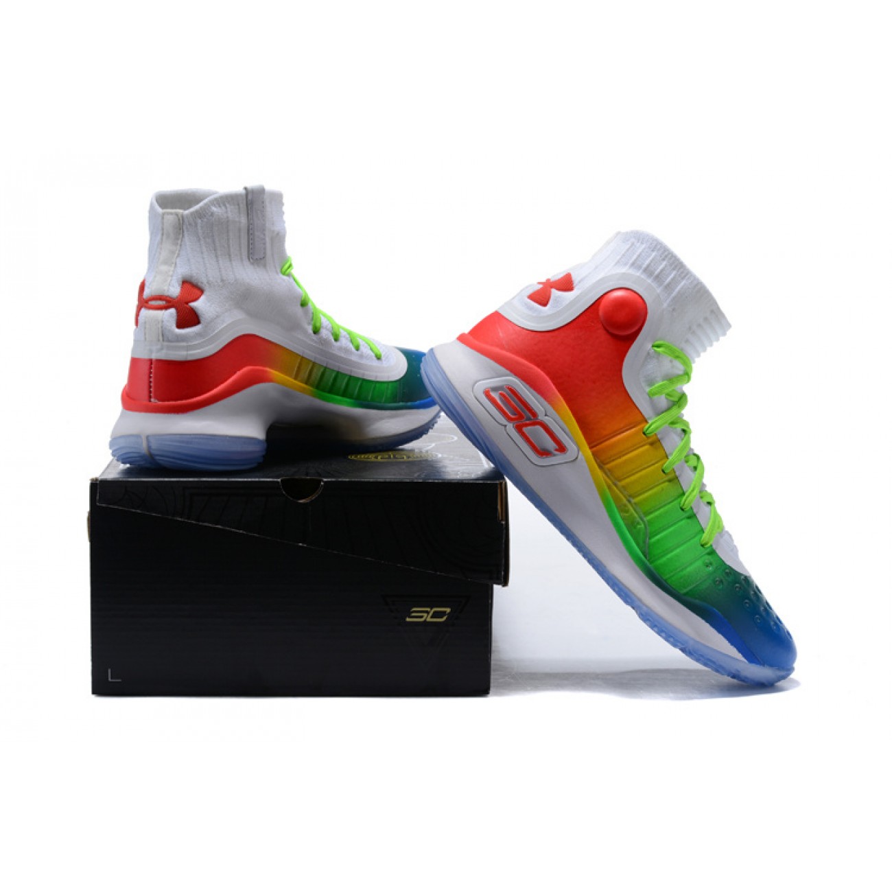 Under Armour UA Curry 4 "Rainbow" White/Green/Orange