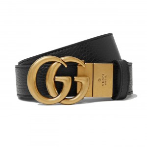 GUCCI Double G Logo Full Grain Reversible 95CM-125CM Belt Leather Black Brown