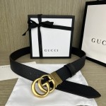 GUCCI Double G Logo Full Grain Reversible 95CM-125CM Belt Leather Black Brown