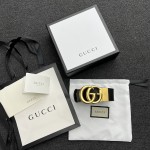 GUCCI Double G Logo Full Grain Reversible 95CM-125CM Belt Leather Black Brown