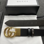 GUCCI Double G Logo Full Grain Reversible 95CM-125CM Belt Leather Black Brown