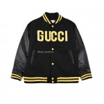 GUCCI WOOL SWEATER BLACK jacket double G pineapple embroidered patchwork design