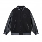 Chrome hearts patchwork baseball cross jacket black white