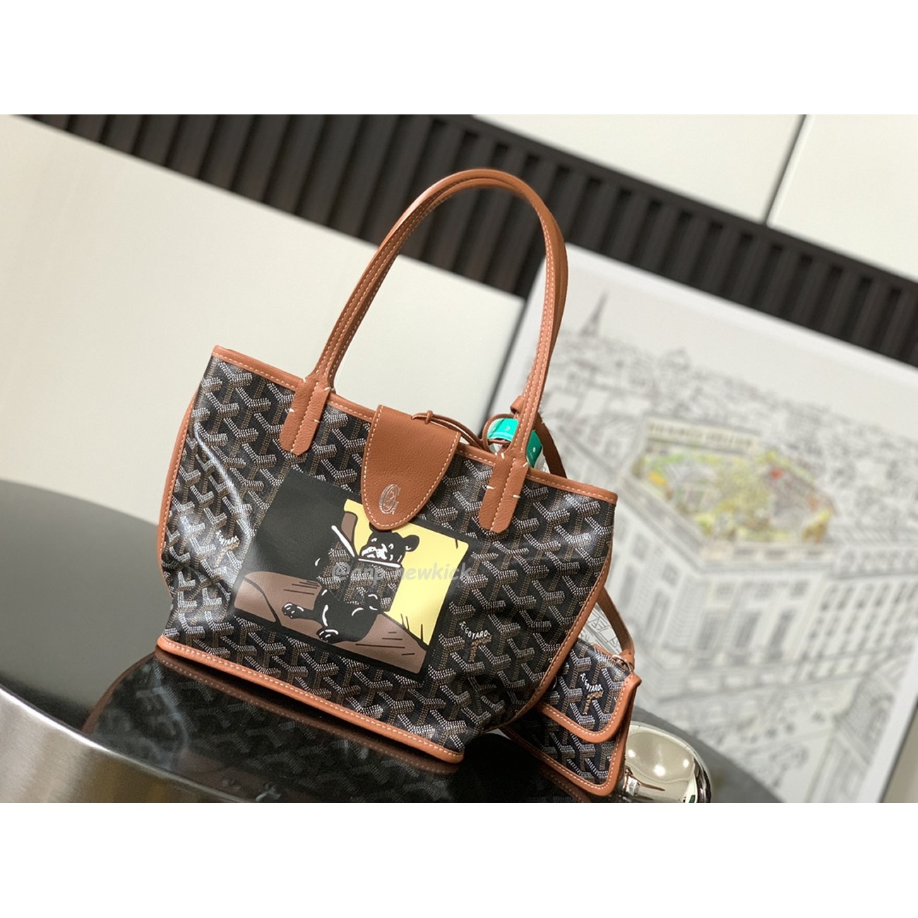 Goyard Anjou Mini Tote Bag BlackNatural Black Grey Navy White Green Yellow