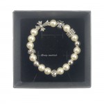 Chrome Hearts Pearl Silver Cross Flower Letter Ball Bracelet