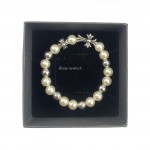 Chrome Hearts Pearl Silver Cross Flower Letter Ball Bracelet