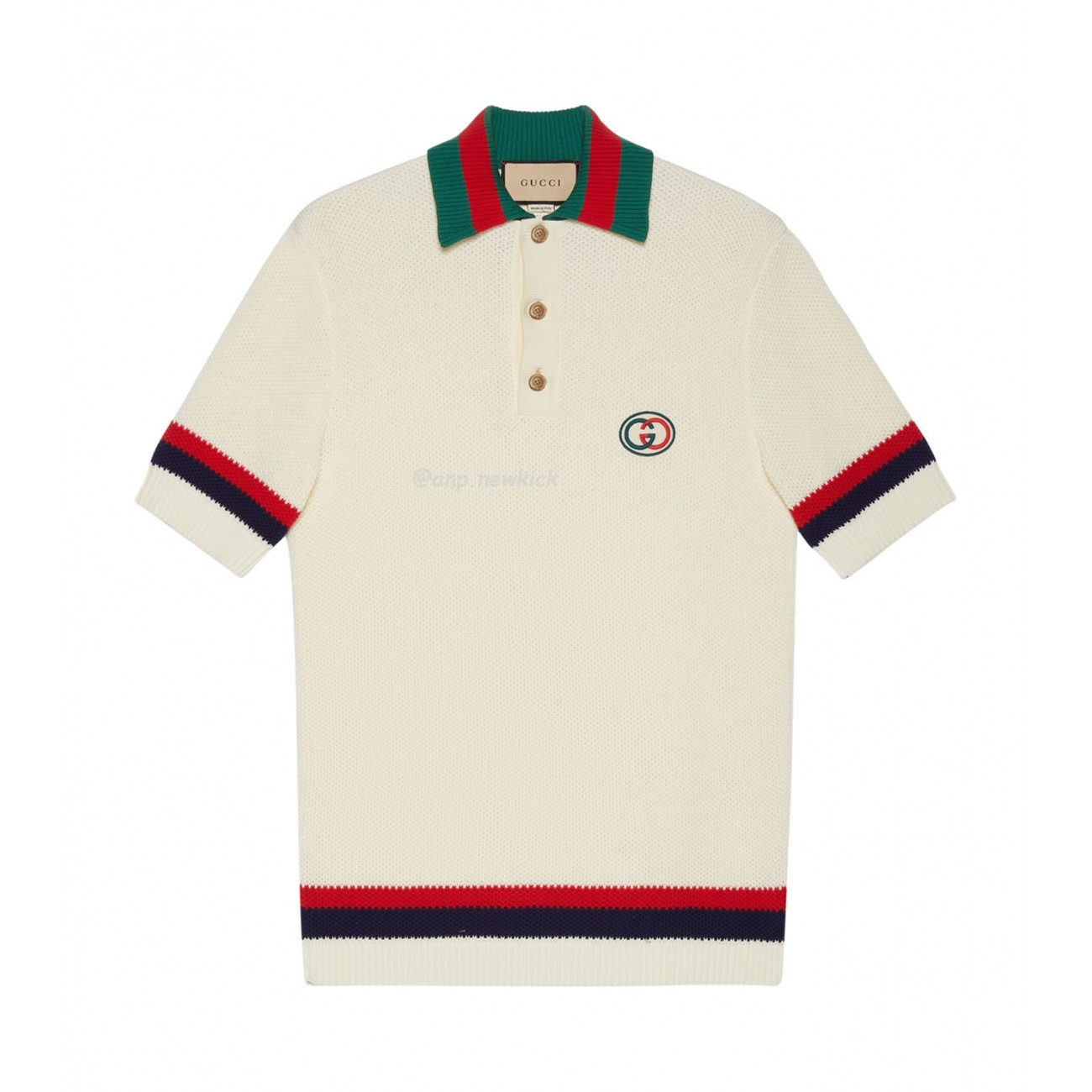 GUCCI Logo-Appliqued Striped Cotton Polo Shirt