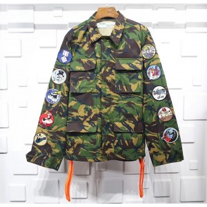 Off-white C O VIRGIL abloh 18SS Badge Ribbon Arrow Camo Armbands Jacket