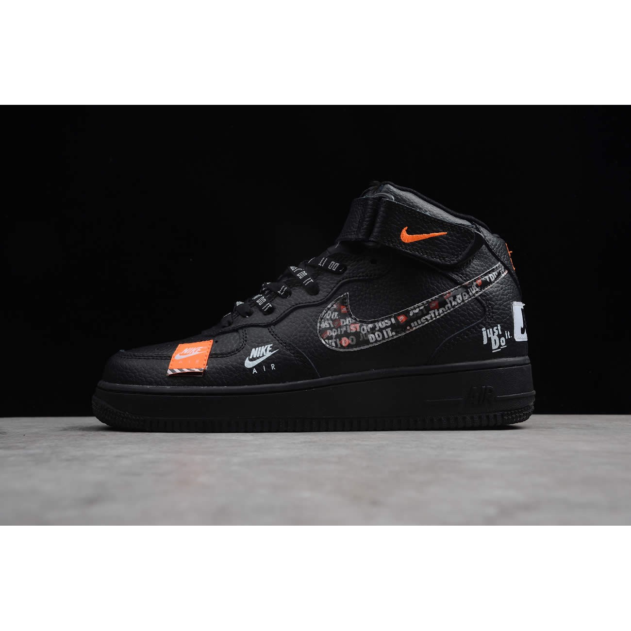 "Just Do It" Custom Nike 1s Air Force 1 High All Black Cheap AF1 Shoes AO3977-001