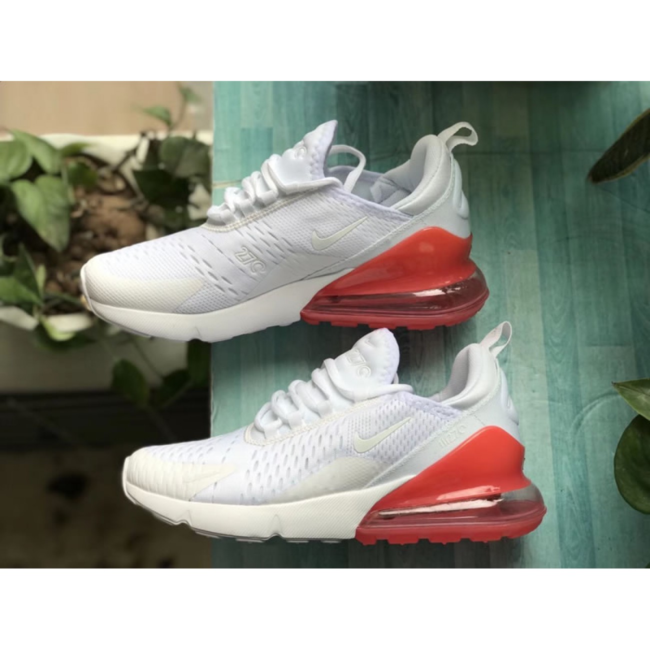 Nike Air Max 270 White / Hot Punch Womens Running Shoes AH8050-103