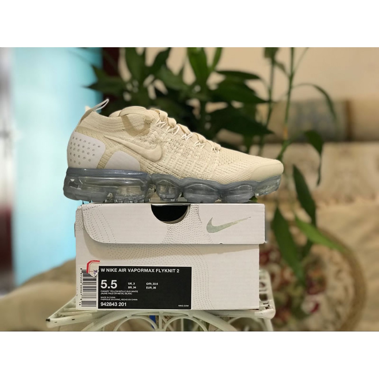 Wmns Nike Air VaporMax Flyknit 2.0 Light Cream 942843-201