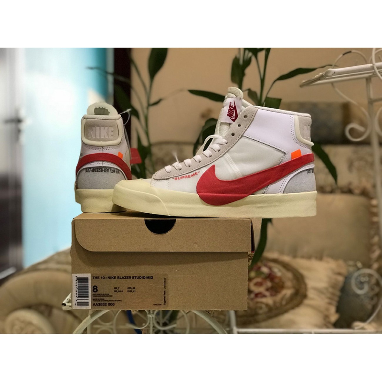 Nike Blazer x Supreme x Off-White OW White Red AA3832-006