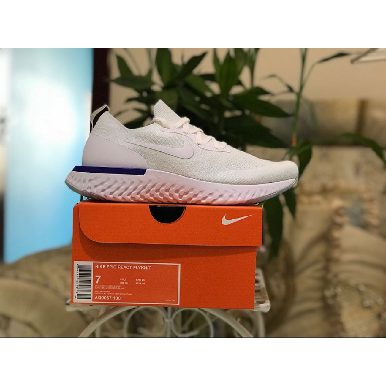 Nike Epic React Flyknit White Blue AQ0067-100