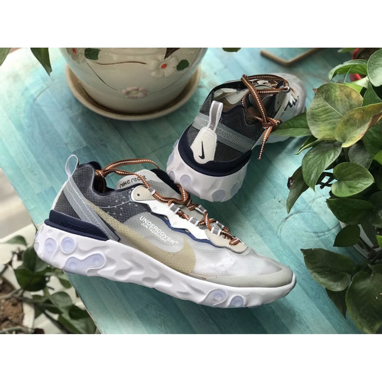 Undercover x Nike Epic React Element 87 Army Green/Navy-White AQ1813-341