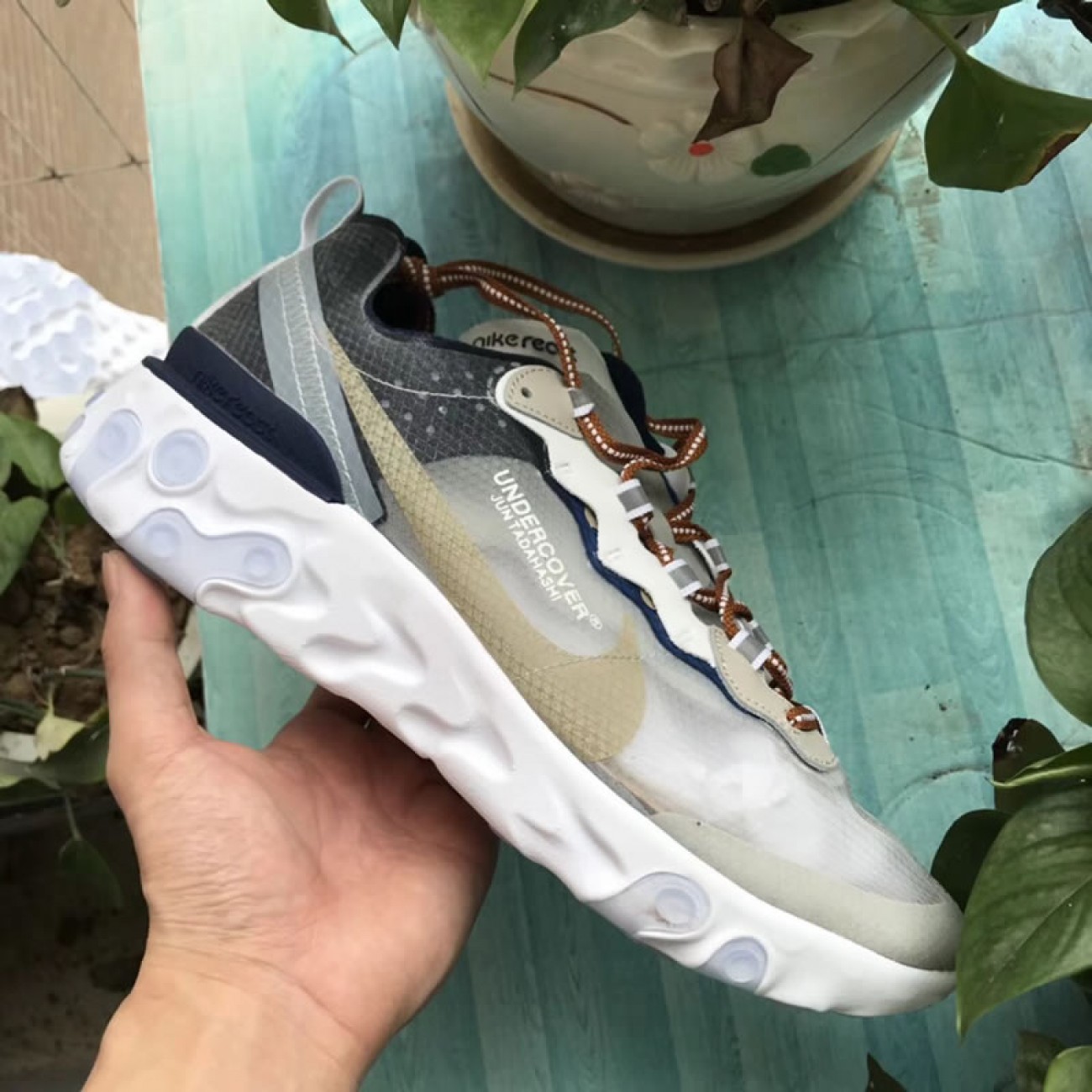 Undercover x Nike Epic React Element 87 Army Green/Navy-White AQ1813-341