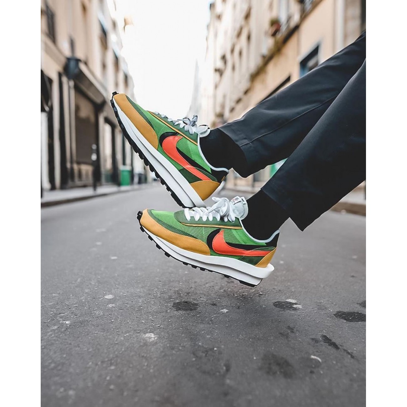 Sacai x Nike LDV Waffle Racer Daybreak Pink/Blue/Green/Black On Feet BV0073-010 BV0073-300 BV0073-301 BV0073-400