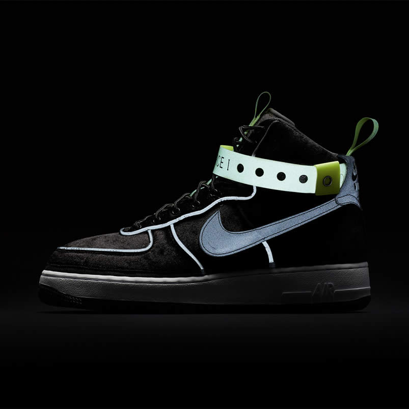 Magic Stick x Nike Air Force 1 High VIP 'Black Velour' Sneakers 573967-003 Pics