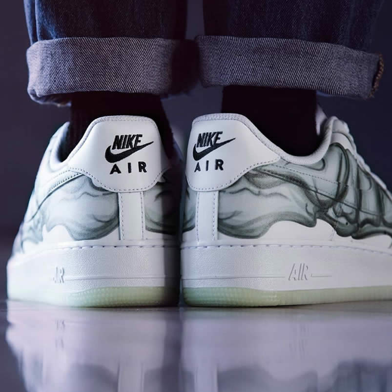 Nike Air Force 1 Low QS 'Skeleton' Halloween On Feet BQ7541-100