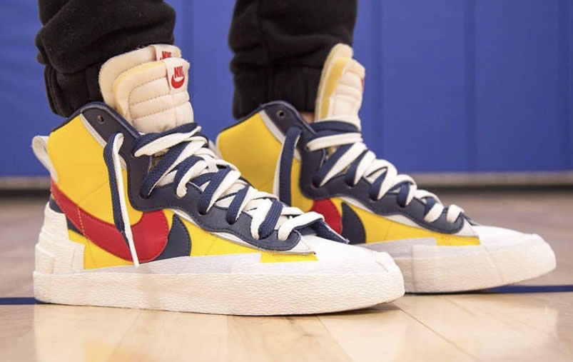 Sacai Nike Blazer Mid On Feet Navy Blue Bv0072 001 Yellow Bv0072 700 (1) - newkick.cc