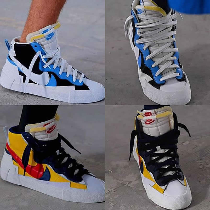 Sacai Nike Blazer Mid On Feet Navy Blue Bv0072 001 Yellow Bv0072 700 (4) - newkick.cc